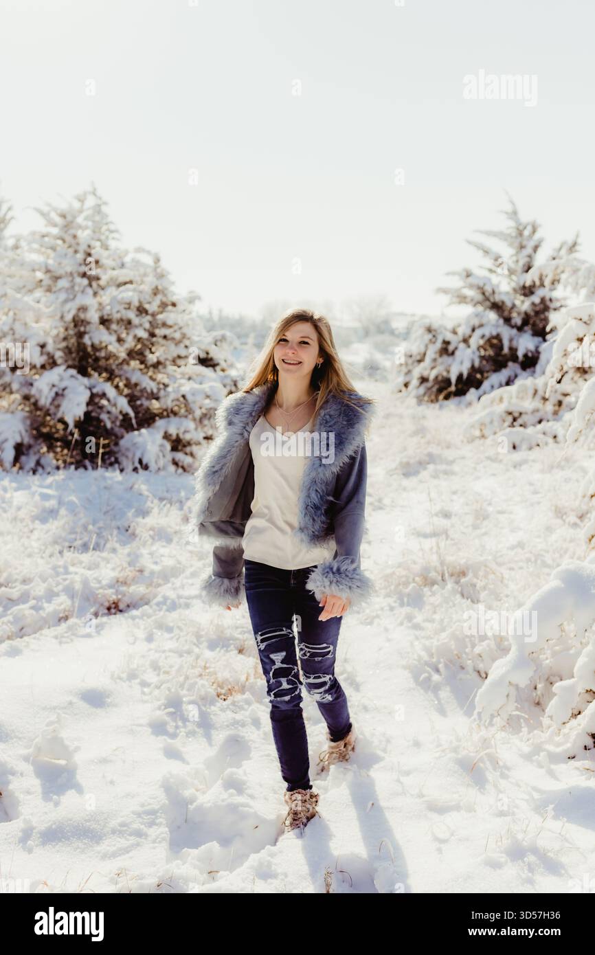 Sessione Senior invernale a Concordia, Kansas Foto Stock
