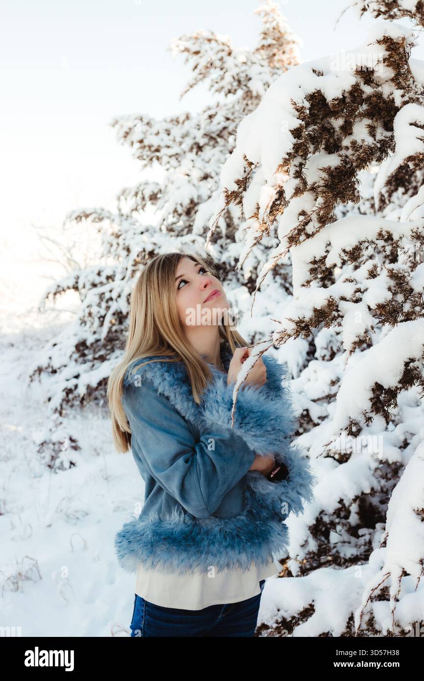 Sessione Senior invernale a Concordia, Kansas Foto Stock