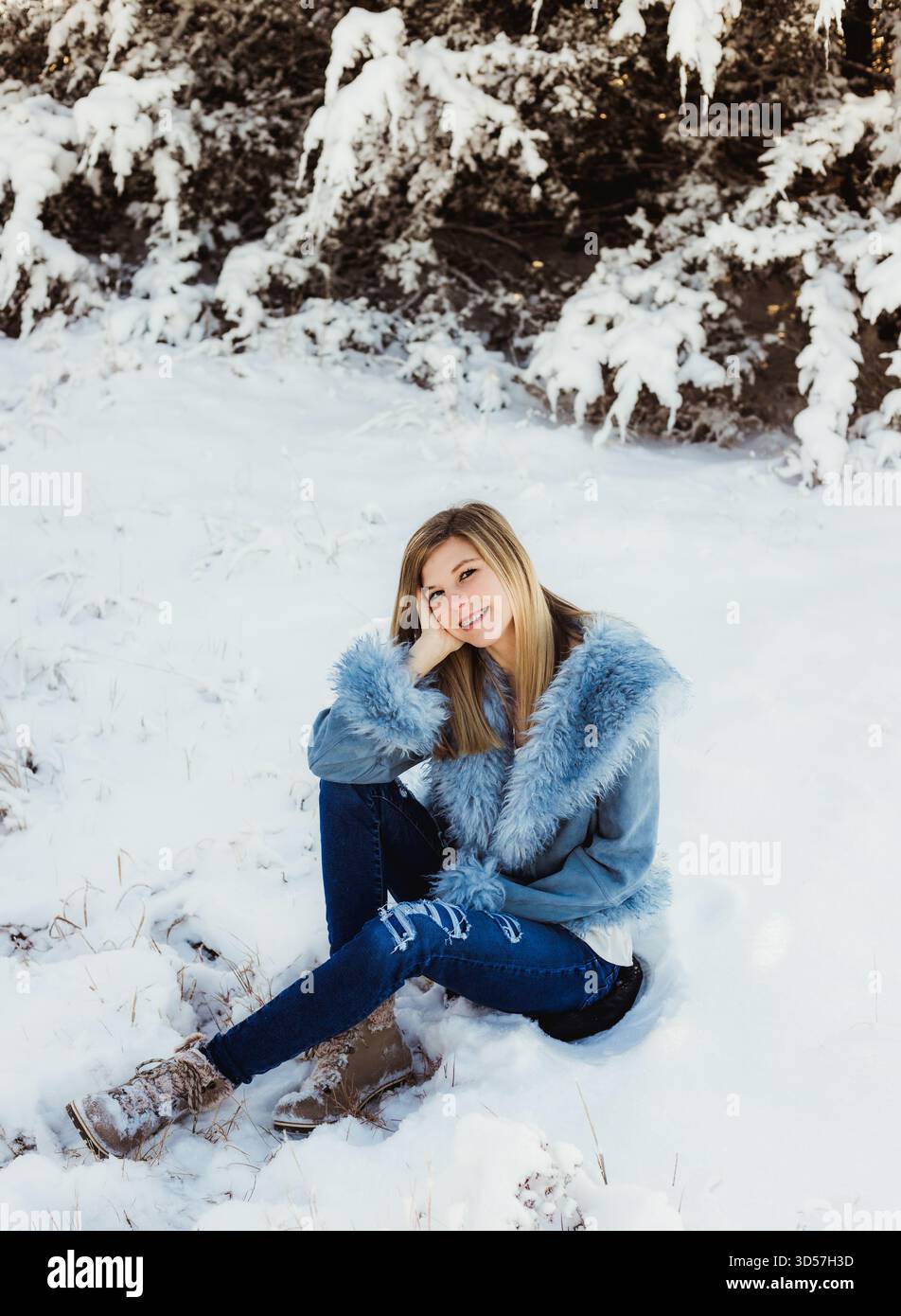 Sessione Senior invernale a Concordia, Kansas Foto Stock