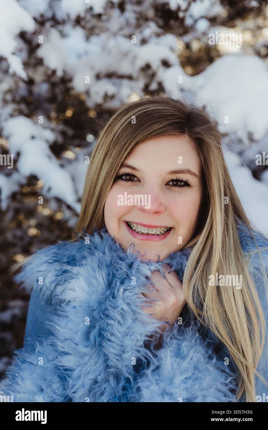 Sessione Senior invernale a Concordia, Kansas Foto Stock