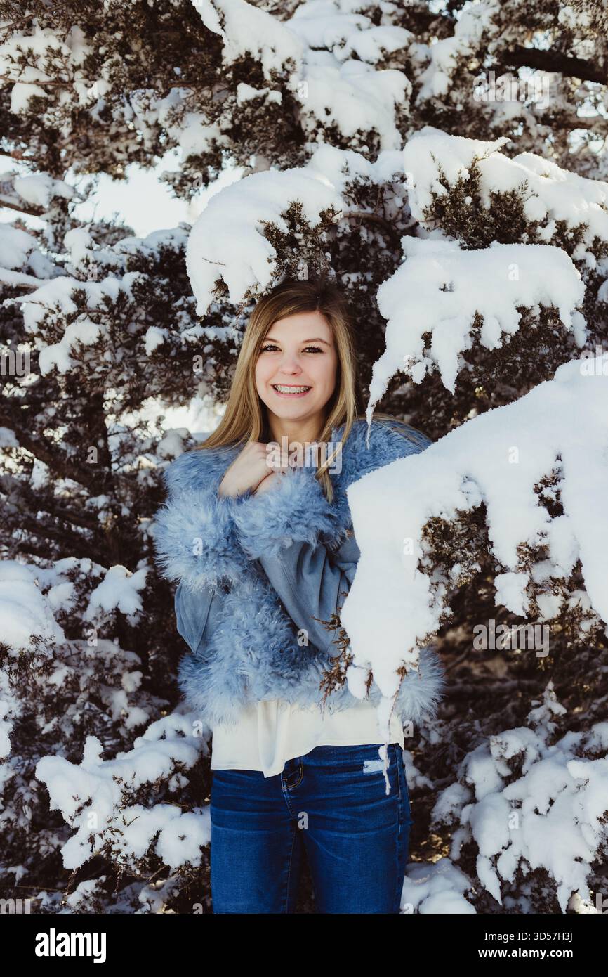 Sessione Senior invernale a Concordia, Kansas Foto Stock