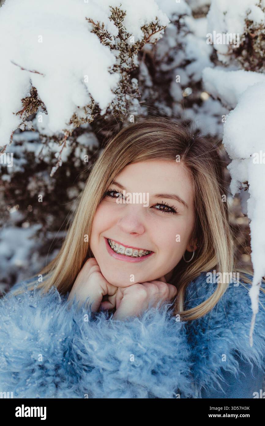 Sessione Senior invernale a Concordia, Kansas Foto Stock