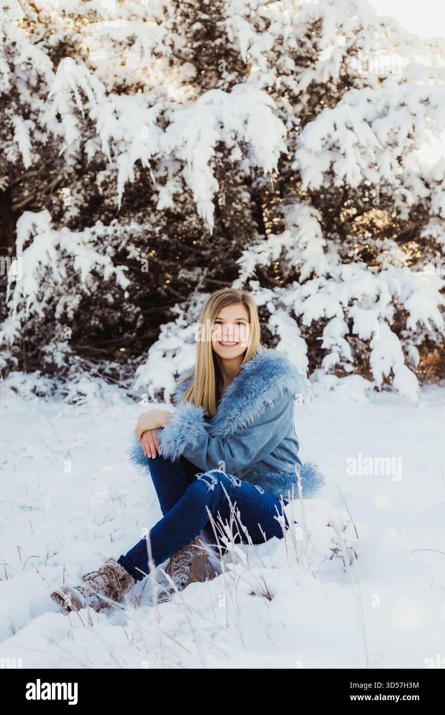 Sessione Senior invernale a Concordia, Kansas Foto Stock