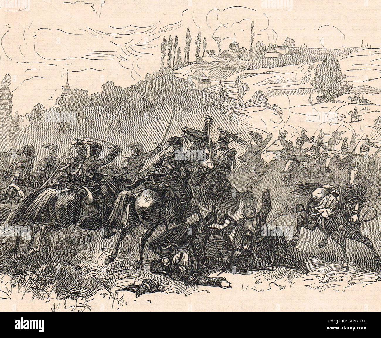 Una carica di ussari prima di Metz durante la guerra franco-prussiana. Foto Stock