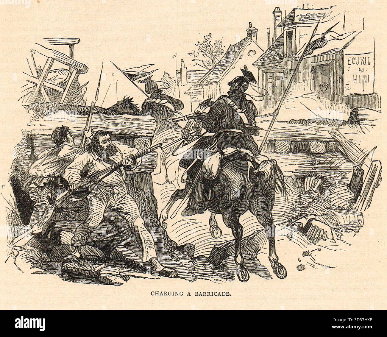 Carica una barricata durante la guerra franco-prussiana. Foto Stock