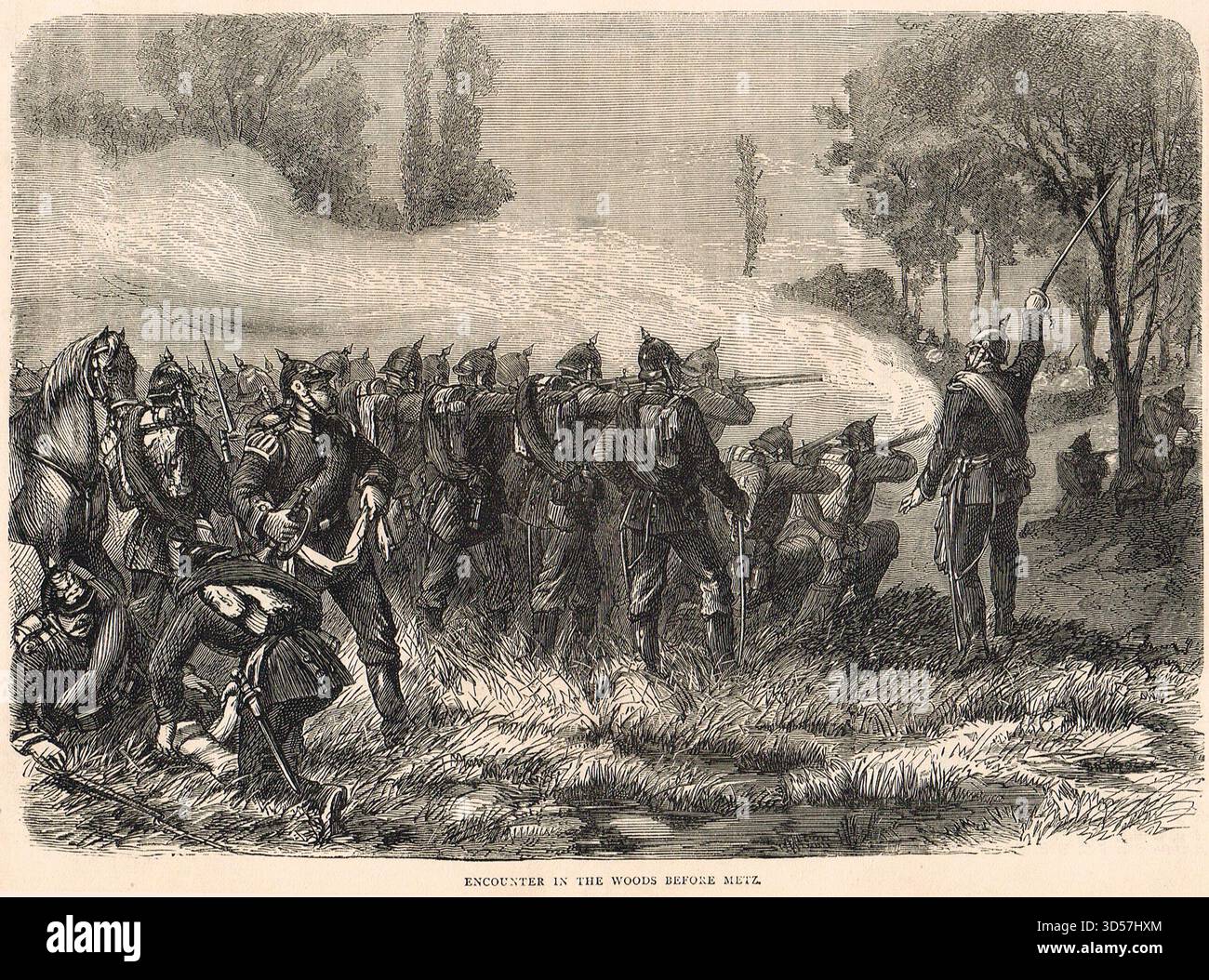 Incontro nel bosco prima di Metz durante la guerra franco-prussiana. Foto Stock