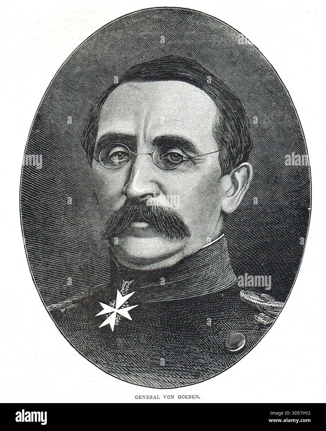 Il generale August Karl von Goeben, capo dell'VIII corpo della Renania durante la guerra franco-prussiana. Foto Stock