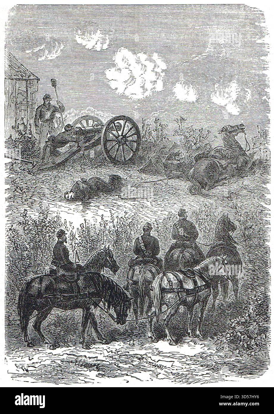 Artiglieria in azione durante la guerra franco-prussiana. Foto Stock