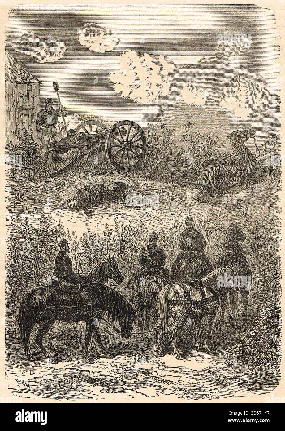 Artiglieria in azione durante la guerra franco-prussiana. Foto Stock