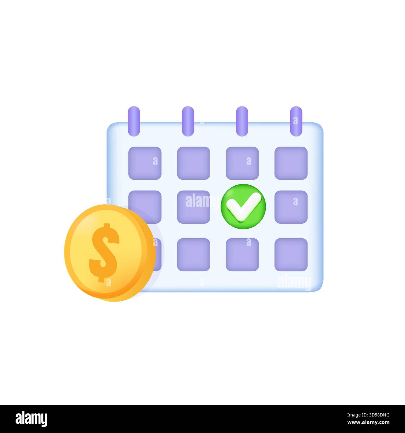 Pagamento dell'abbonamento, rinnovo automatico dell'abbonamento mensile. icona vettoriale 3d. Illustrazione Vettoriale