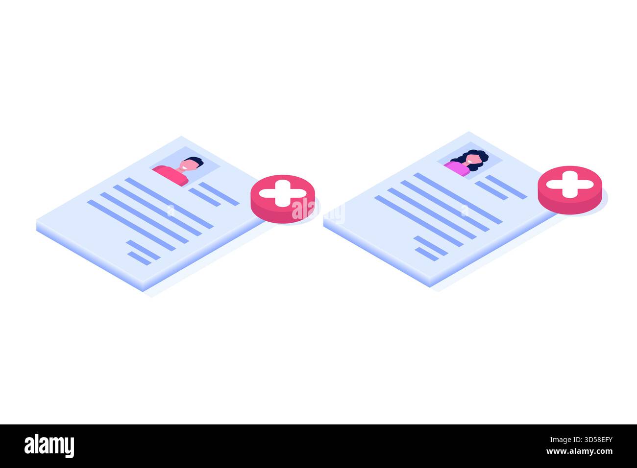 Rimuovere o eliminare l'account social o il concetto di profilo. Illustrazioni vettoriali isometriche per banner, sito Web, landing page, volantino. Illustrazione Vettoriale