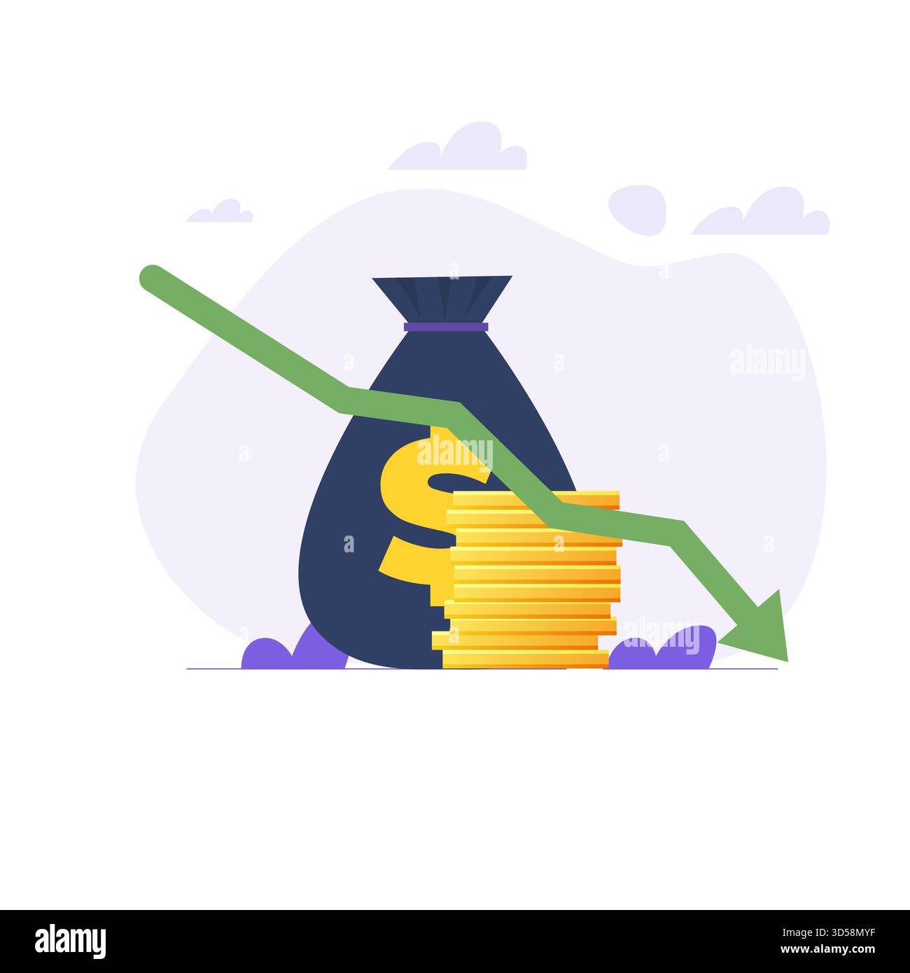 Riduzione dei costi, grande sconto. Illustrazioni vettoriali per banner, sito Web, landing page, volantino. Illustrazione Vettoriale