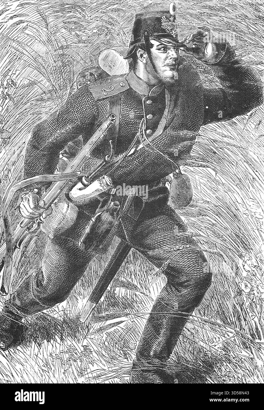 Fanti che si scontrarono in avanti durante la guerra franco-prussiana. Foto Stock
