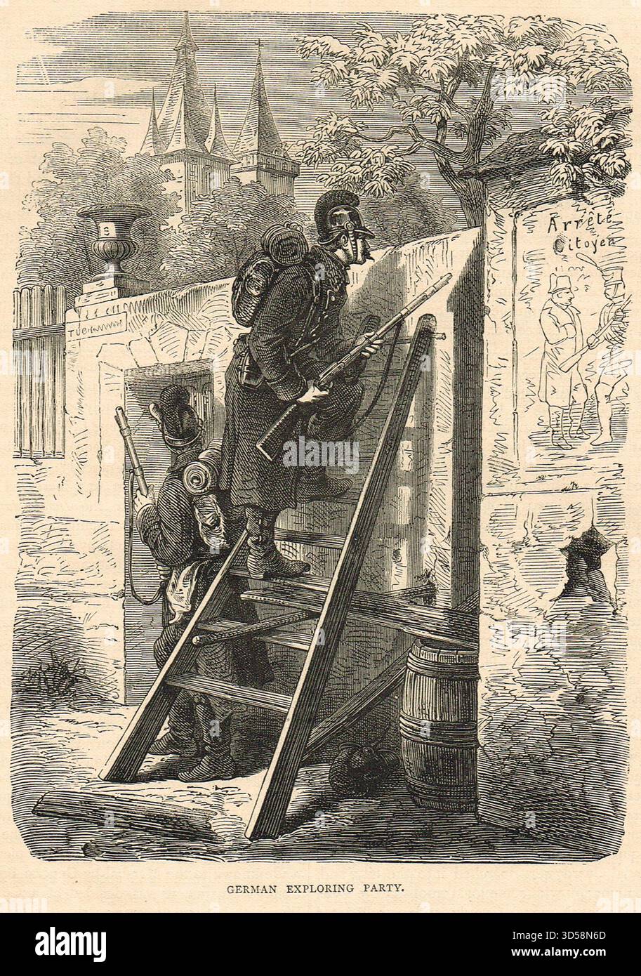 Un gruppo esplorativo tedesco durante la guerra franco-prussiana. Foto Stock