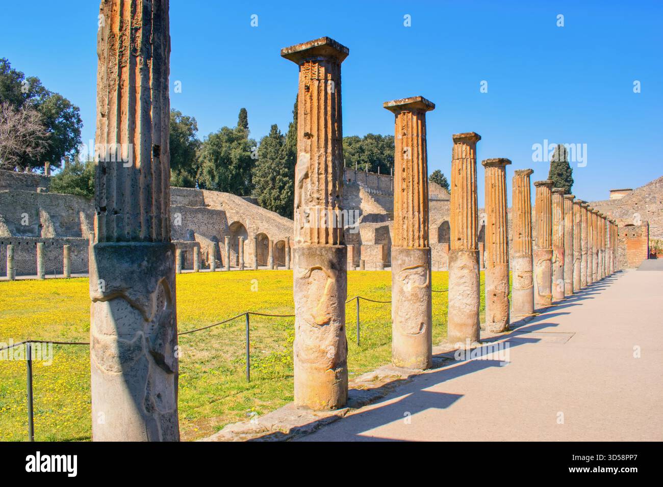 Pompei, Campania, Napoli, Italia - rovine di un'antica città sepolta sotto cenere vulcanica e pomice durante l'eruzione del Vesuvio nel 79 d.C. Foto Stock