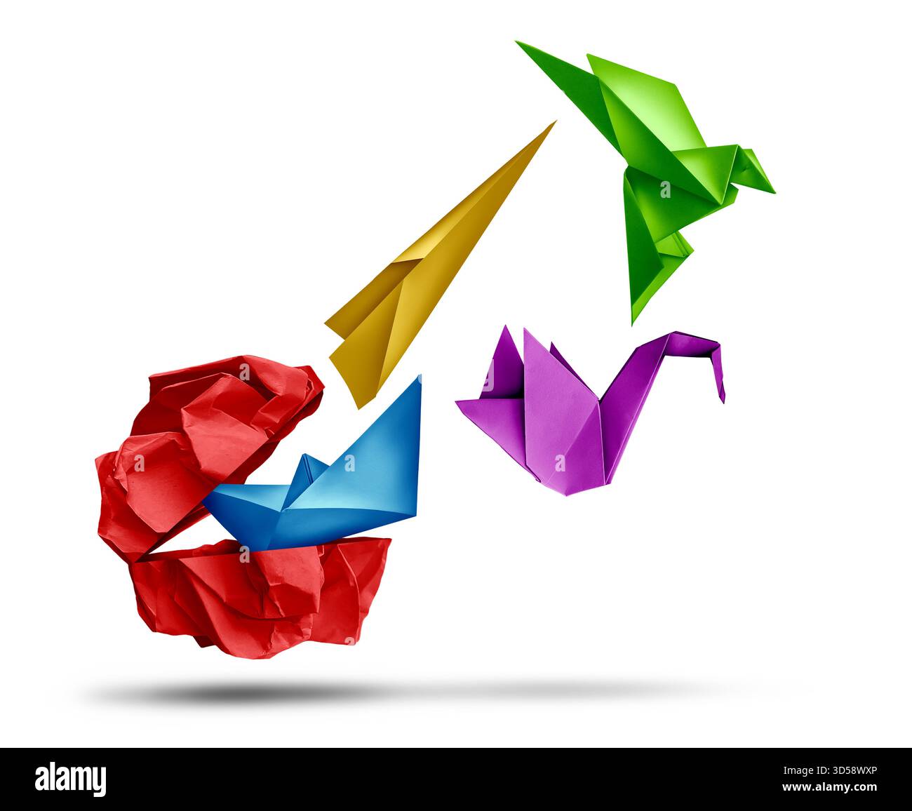 Idea di progresso creativo come passo avanti nella crescita e trasformazione che porta al successo o per far crescere e trasformare le opportunità di business in espansione Foto Stock