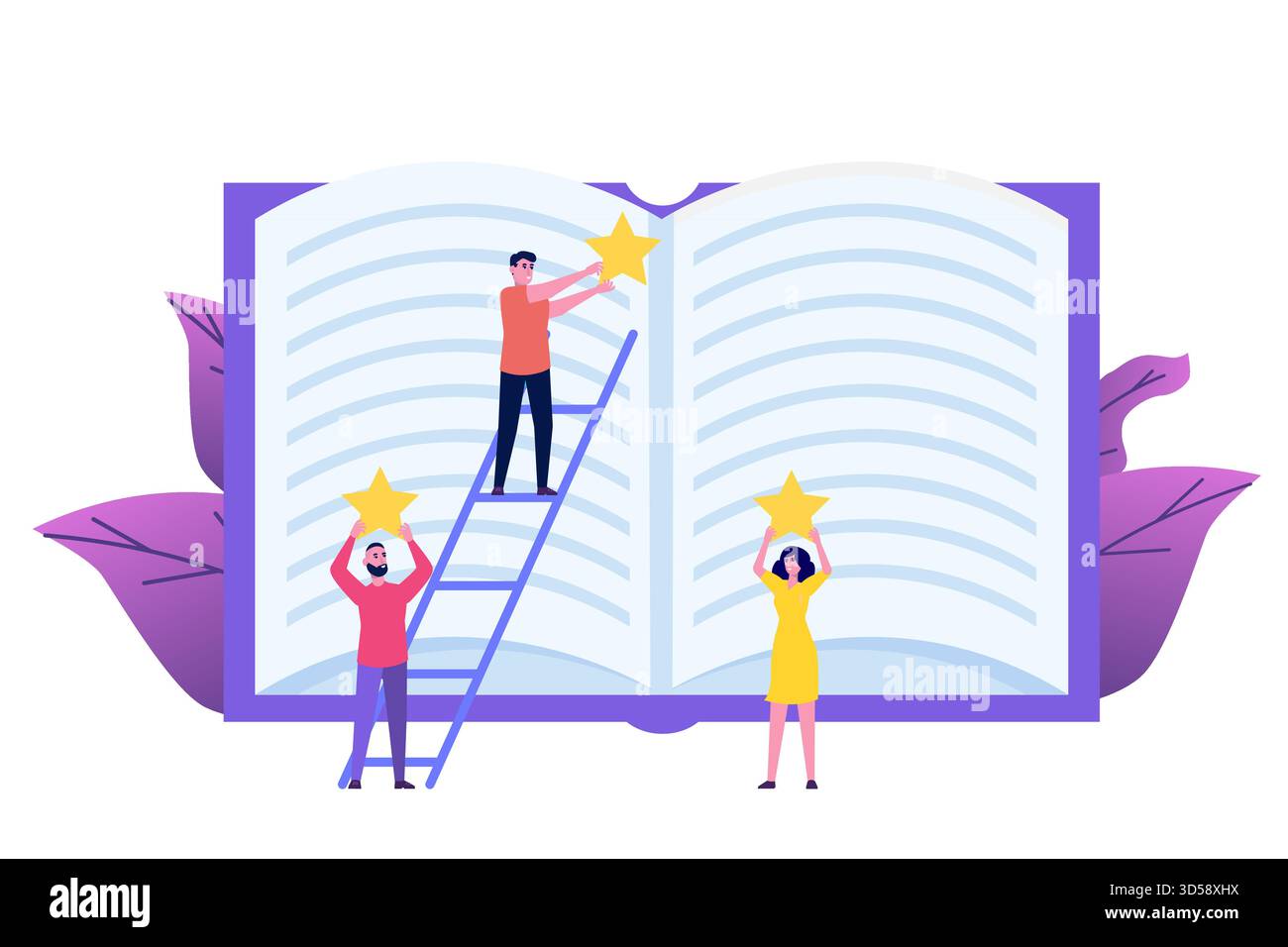 Recensione del libro, concetto di club di lettura. Illustrazione vettoriale Illustrazione Vettoriale