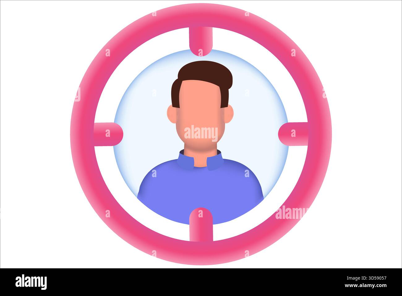 Target del pubblico, concetto di attrazione del cliente. Illustrazione vettoriale 3D. Illustrazione Vettoriale