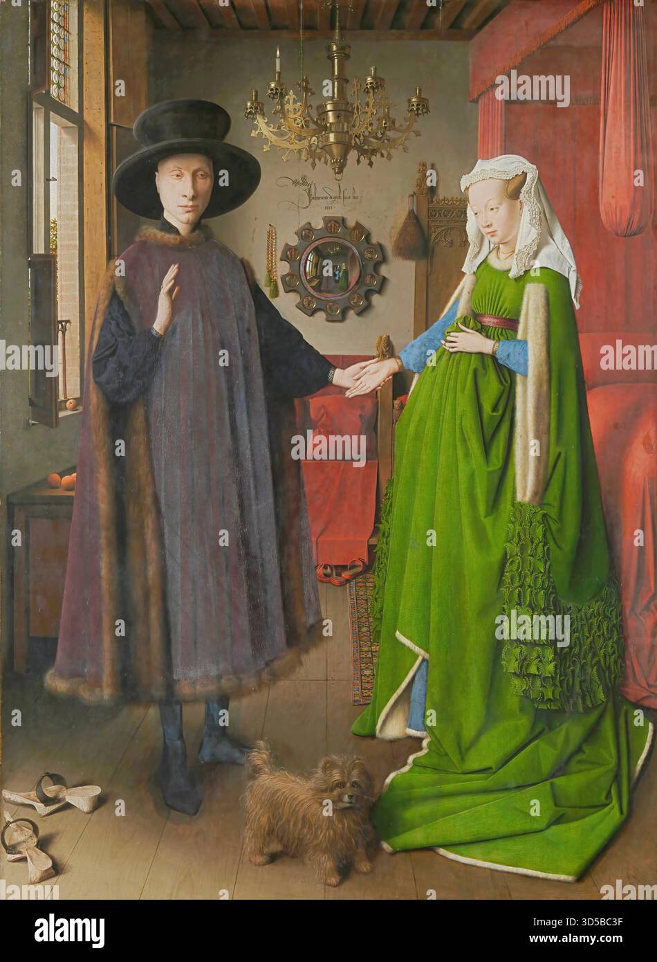 Ritratto di Giovanni Arnolfini e sua moglie, 1434 di Jan van Eyck Illustrazione Vettoriale