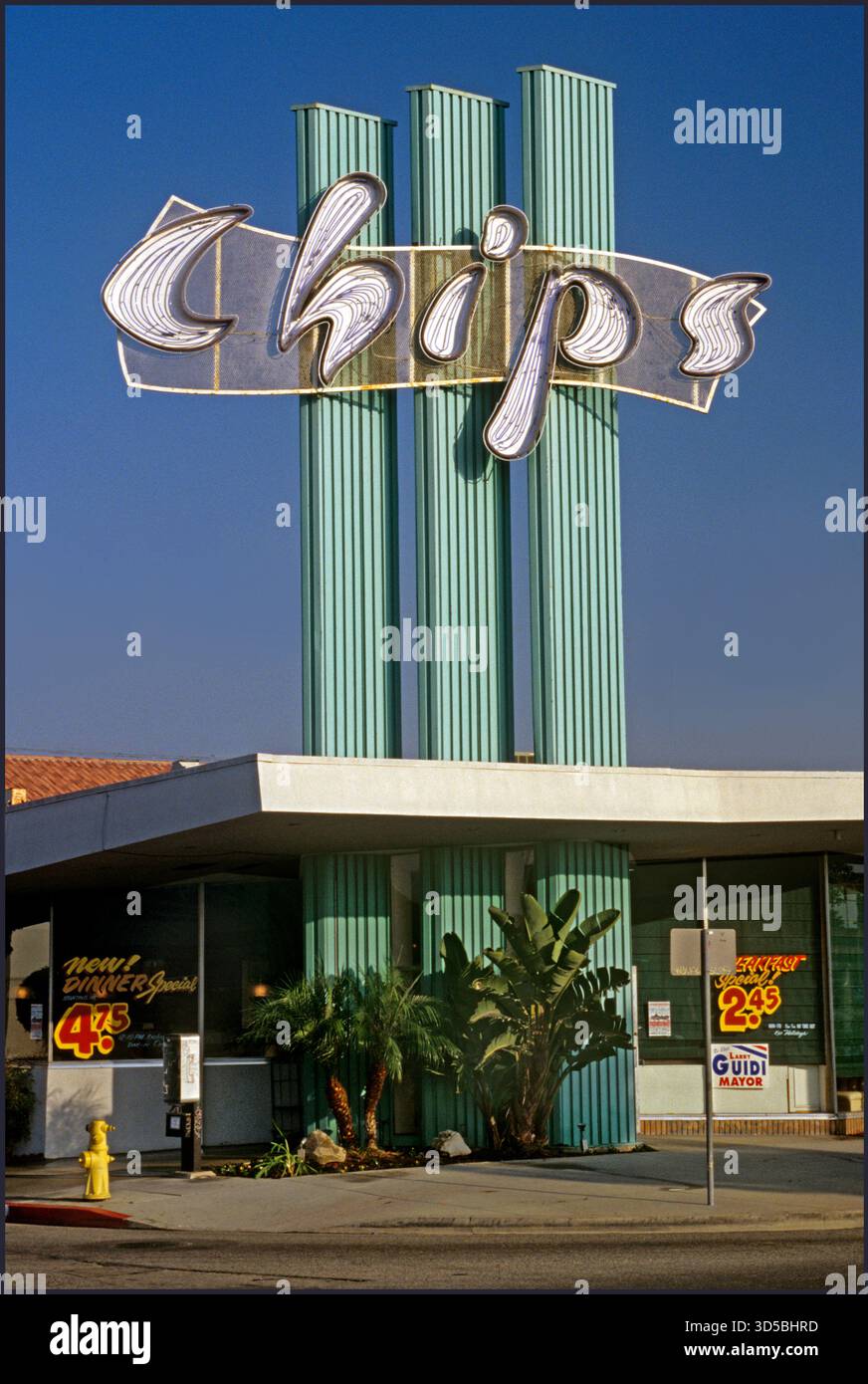 Chips Coffee Shop, anni '1960, Googie Architecture, a Hawthorne, CALIFORNIA, STATI UNITI Foto Stock