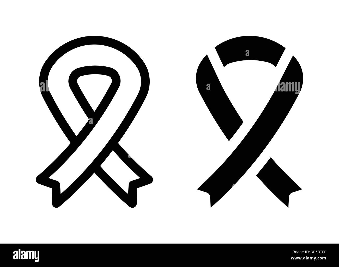 Questa grafica presenta nastri in bianco e nero che rappresentano consapevolezza e supporto. Perfetto per campagne, progetti o eventi che promuovono la salute e l'unità Illustrazione Vettoriale