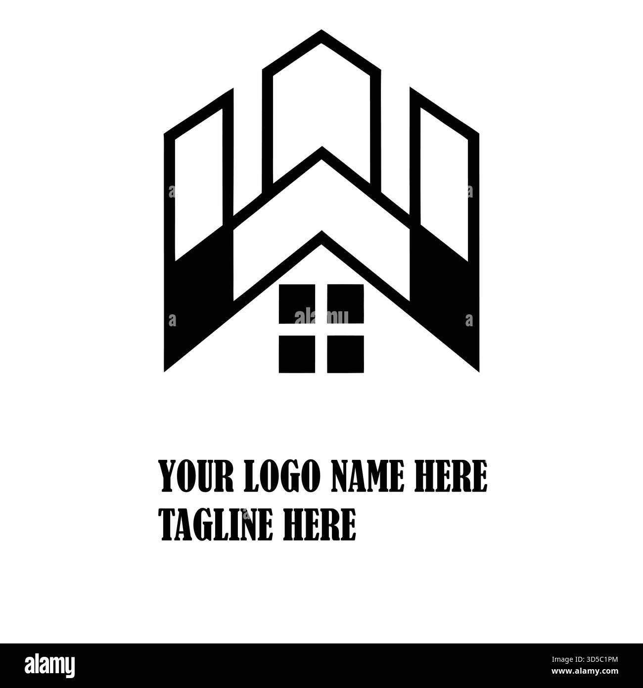 Logo immobiliare contemporaneo con linee nitide e forme strutturate, adatto per aziende immobiliari, agenzie immobiliari e aziende immobiliari commerciali Illustrazione Vettoriale