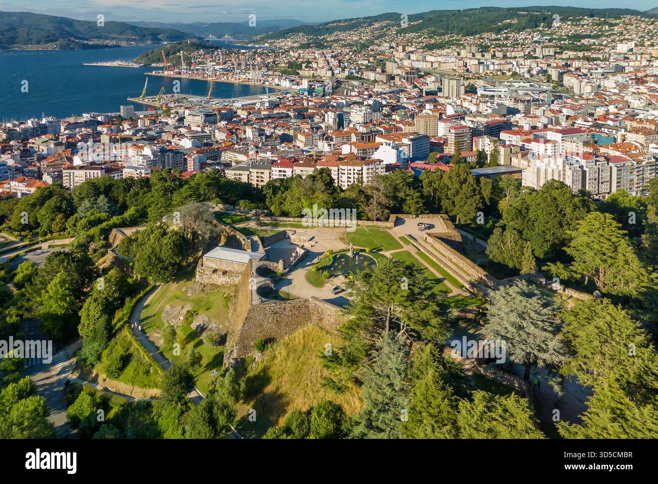 Aerea della Fortezza di El Castro a Vigo, Galizia, Spagna Foto Stock