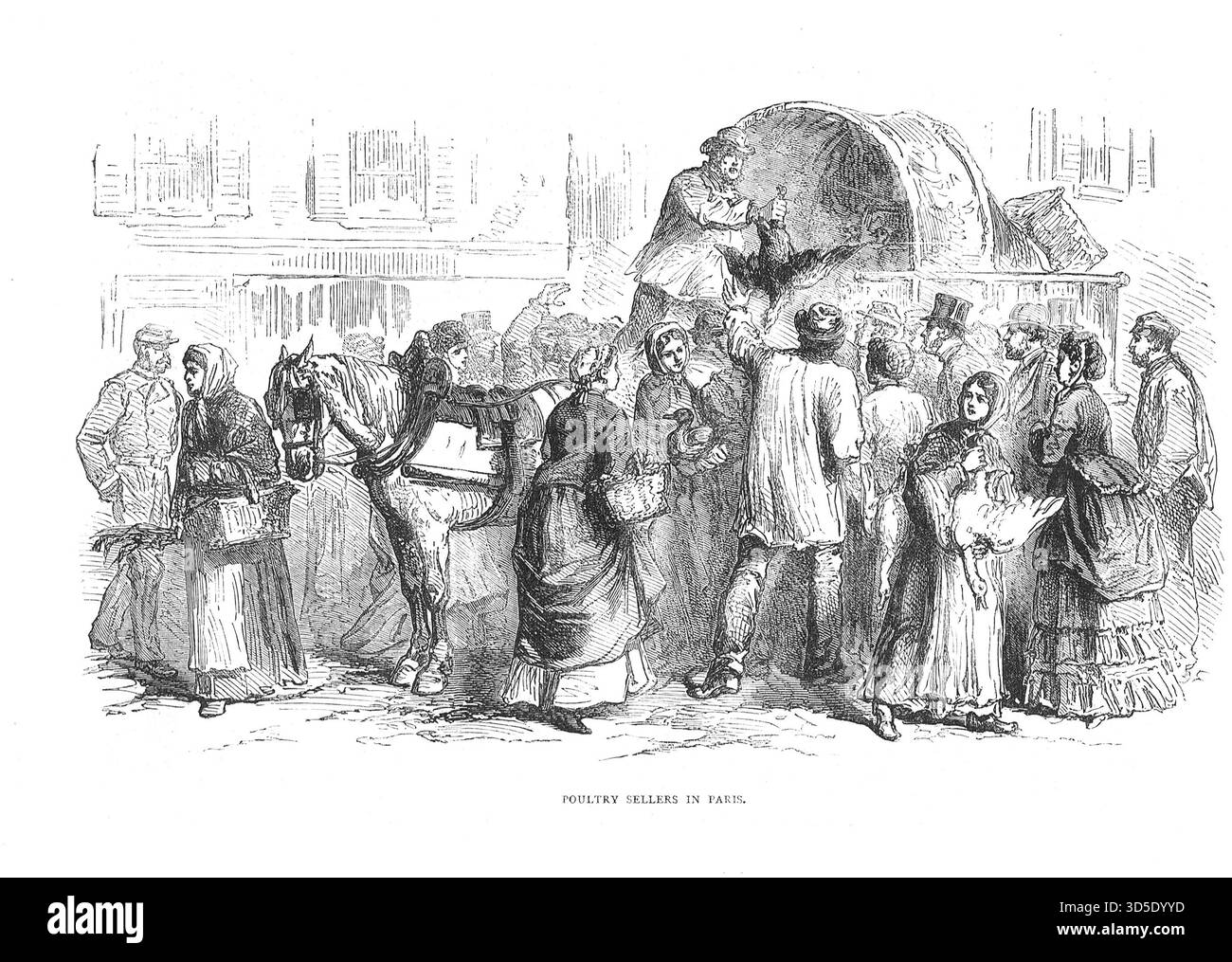 Venditori di pollame a Parigi durante la guerra franco-prussiana. Foto Stock