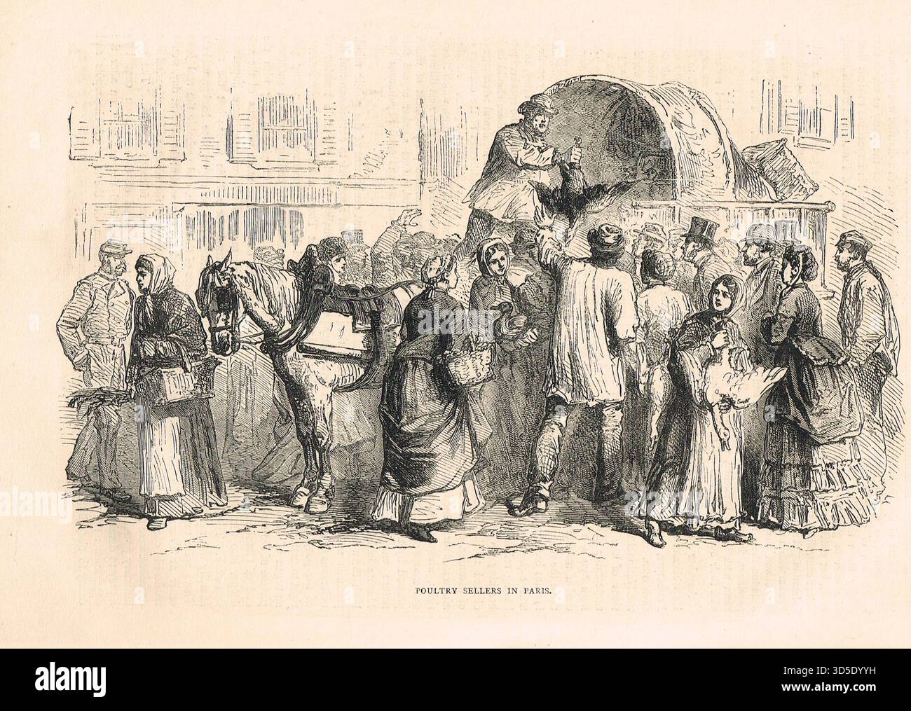 Venditori di pollame a Parigi durante la guerra franco-prussiana. Foto Stock