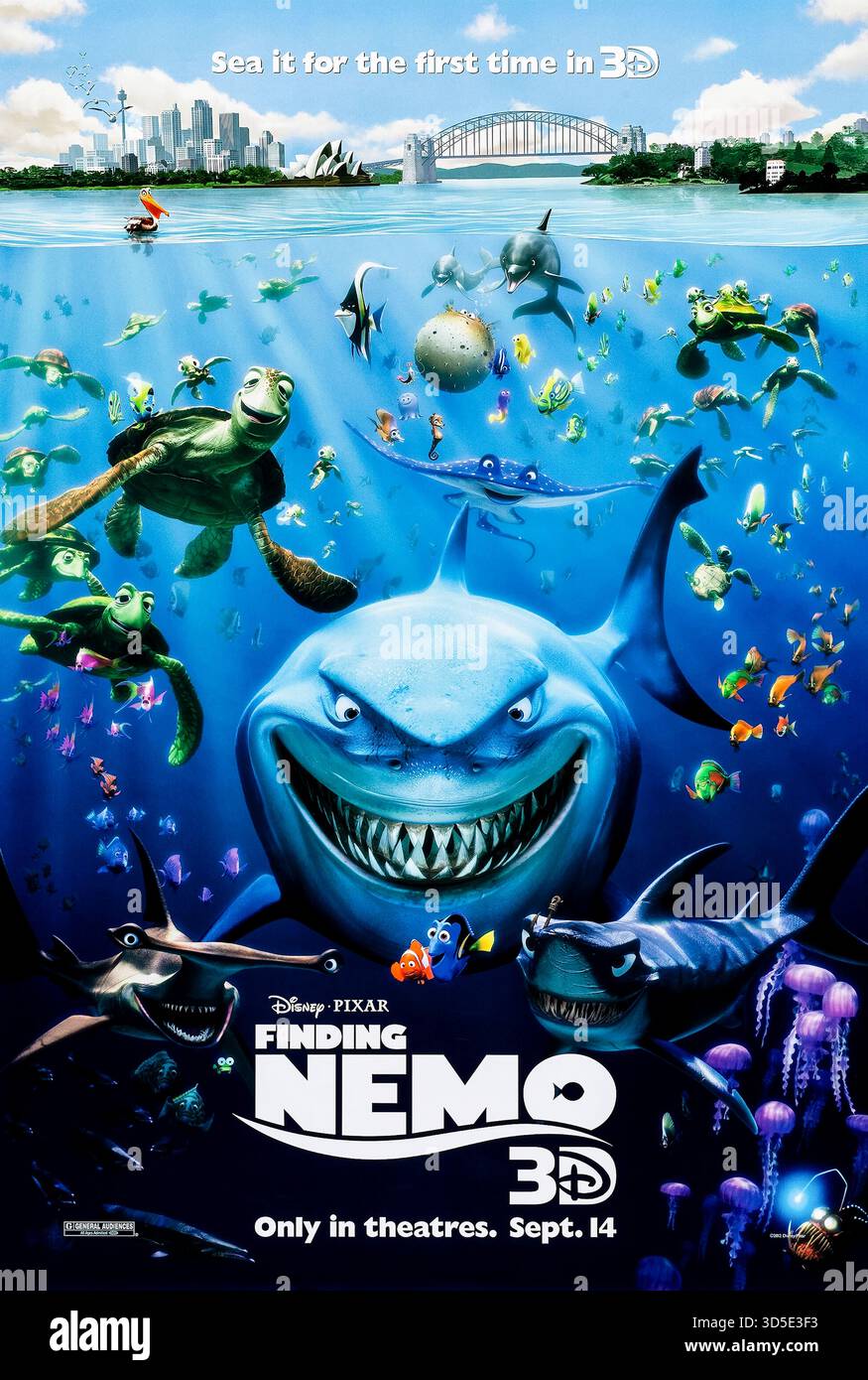 Finding Nemo (2003) diretto da Andrew Stanton e interpretato da Albert Brooks, Ellen DeGeneres e Alexander Gould. Marlin si allea con Dory per salvare suo figlio Nemo, che è stato catturato e messo in un acquario. Fotografia di un poster originale del 2003 DA UTILIZZARE ESCLUSIVAMENTE PER L'EDITORIALE. Crediti: BFA / Walt Disney Studios Motion Pictures Foto Stock