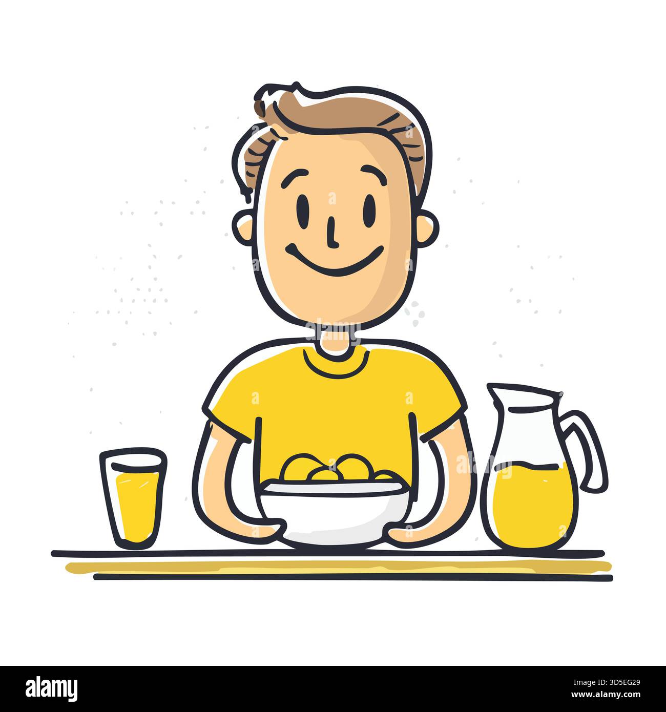 Persona che fa colazione: Mattina, cibo, caffè, stile di vita Illustrazione Vettoriale