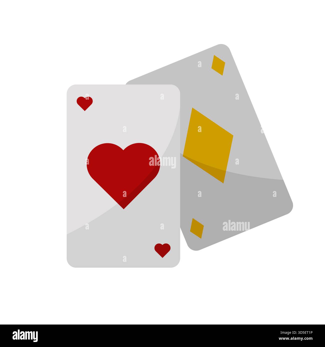 Due carte da gioco. Cuori in tute di diamante. Gioco d'azzardo Vector. Illustrazione dell'intrattenimento del poker. Illustrazione Vettoriale