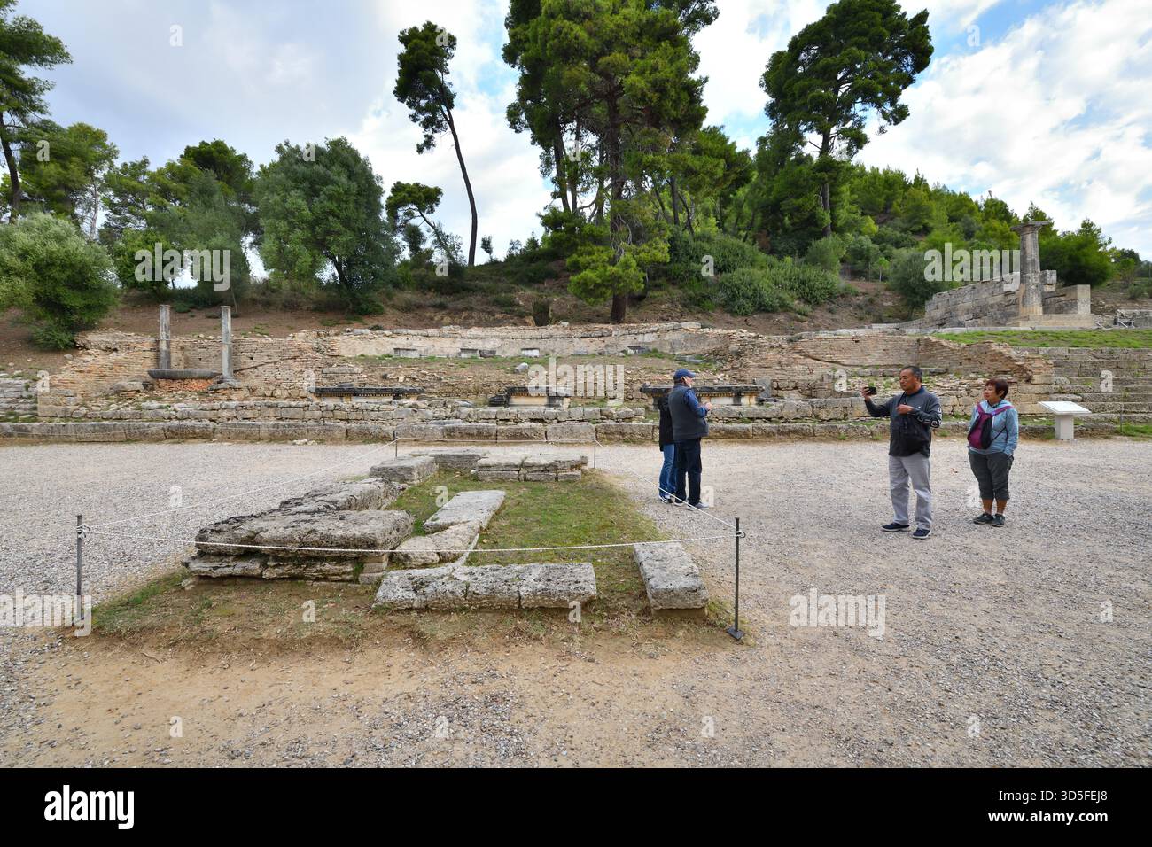 Questo è il luogo di Olympia, in Grecia, dove la fiamma della torcia olimpica viene accesa prima di dirigersi verso il paese ospitante. Foto Stock