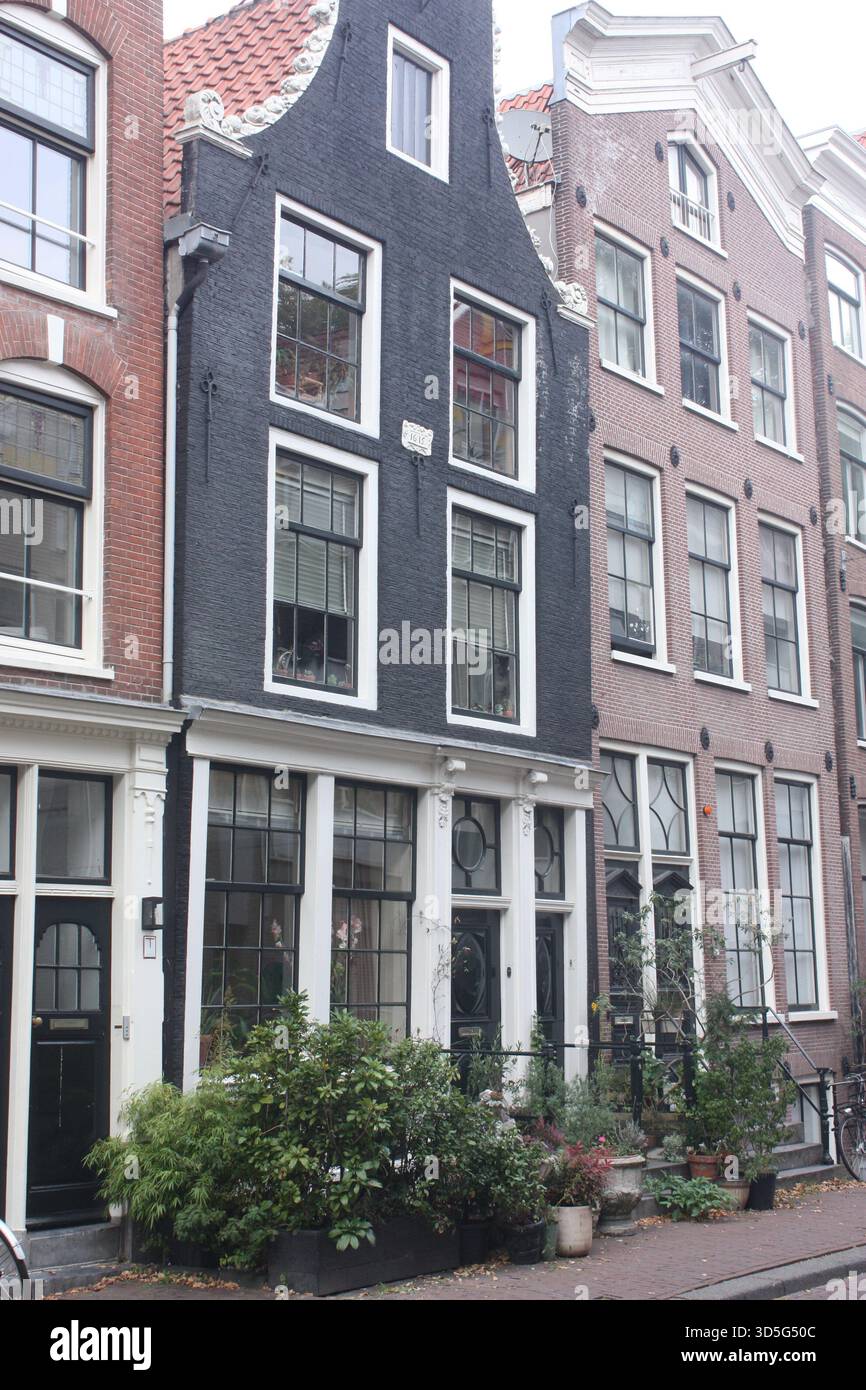 Edifici lungo Buiten Brouwers Straat ad Amsterdam, Paesi Bassi Foto Stock