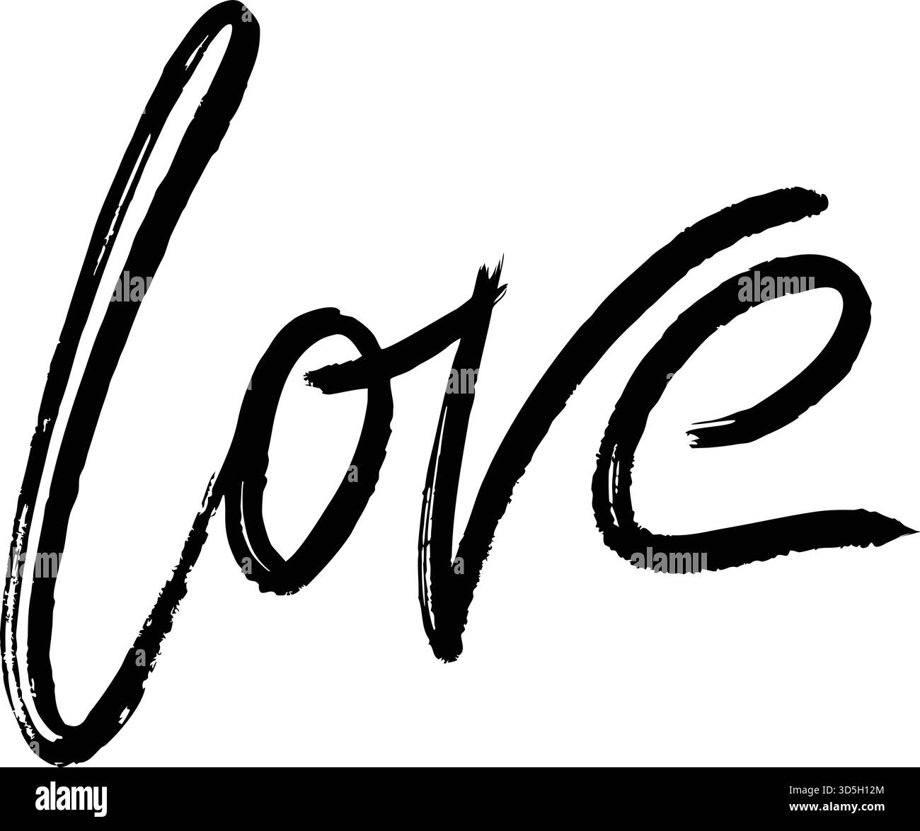 Adora la tipografia con pennello ruvido dipinto a mano Illustrazione Vettoriale