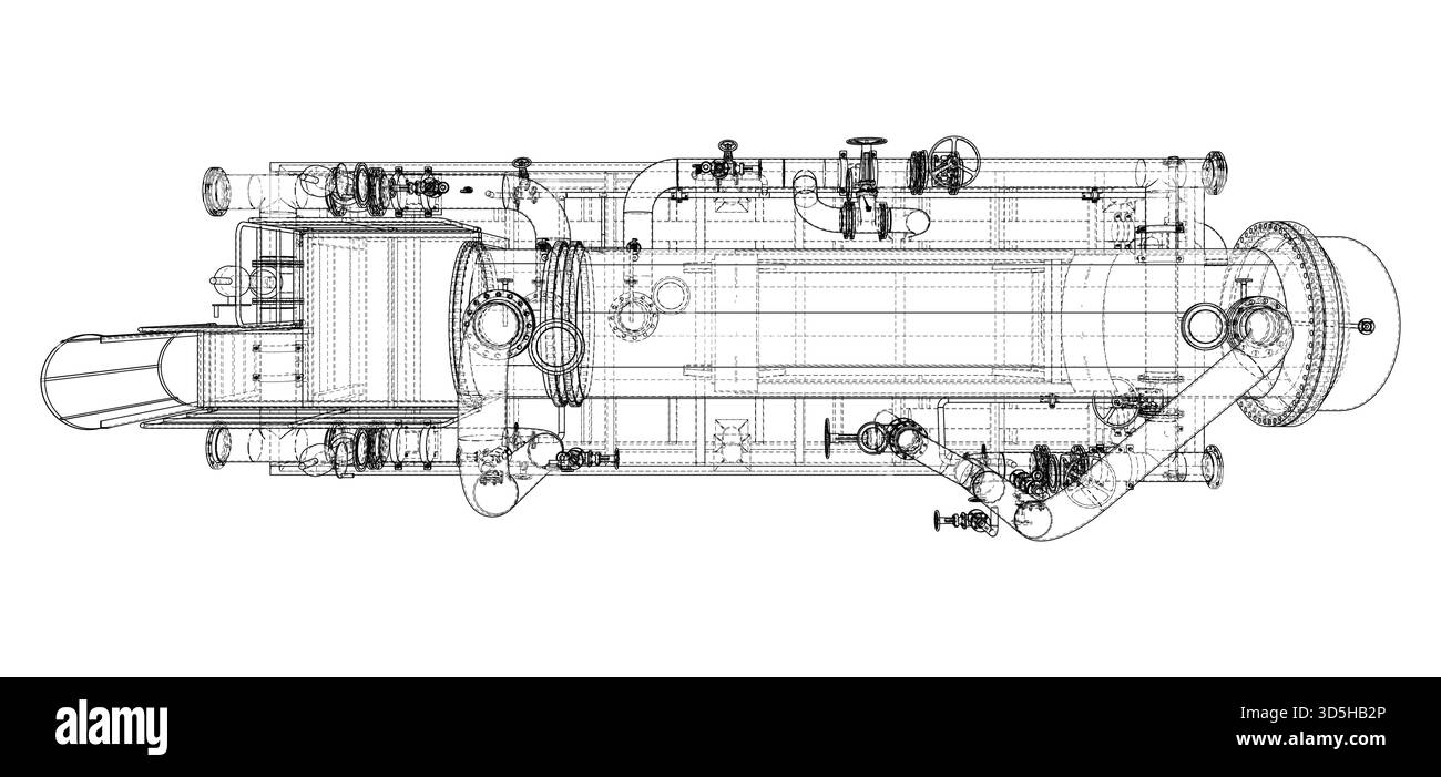 Progetto tecnico dei macchinari industriali Illustrazione Vettoriale