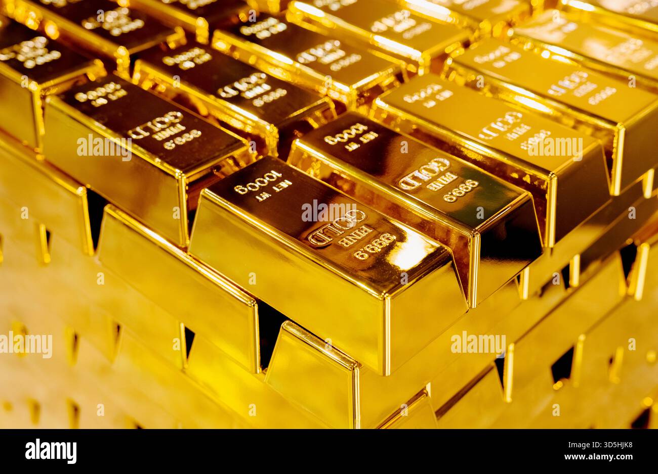 Crescita del mercato dell'oro e valore degli investimenti con lingotti d'oro Foto Stock
