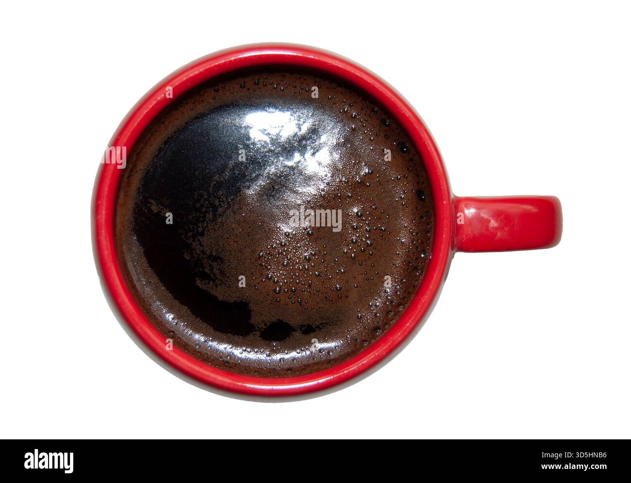 Vista aerea di una tazza di caffè rosso. Foto Stock