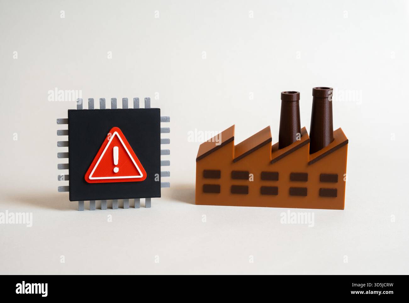 Un lotto difettoso di microchip in fabbrica. Un errore critico dell'elettronica ha comportato spese o incidenti di produzione. Vulnerabilità e sicurezza informatica. Spionaggio industriale. Difetto del semiconduttore. Foto Stock