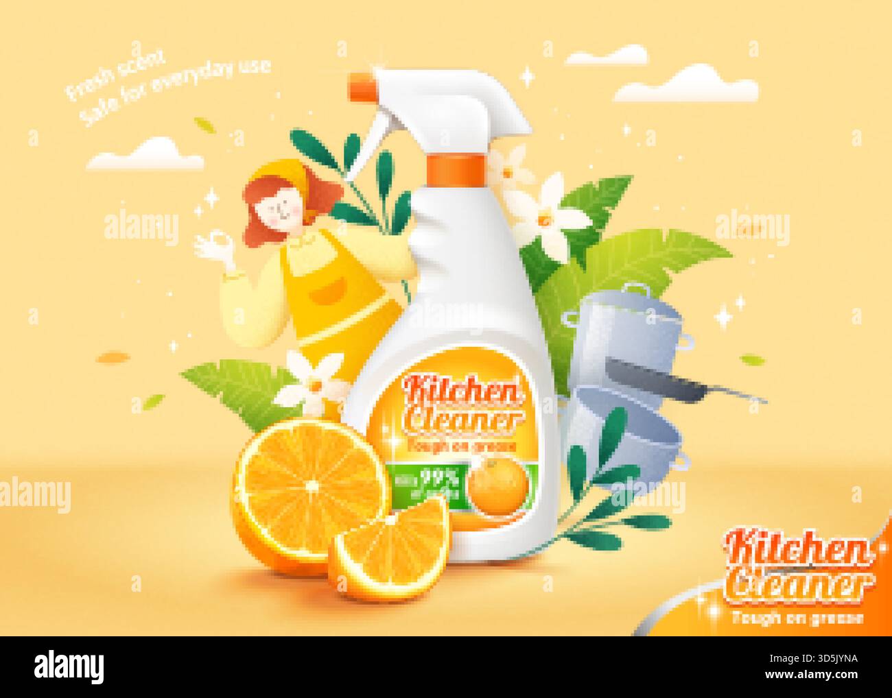 Annuncio detergente per cucina profumato fresco Illustrazione Vettoriale