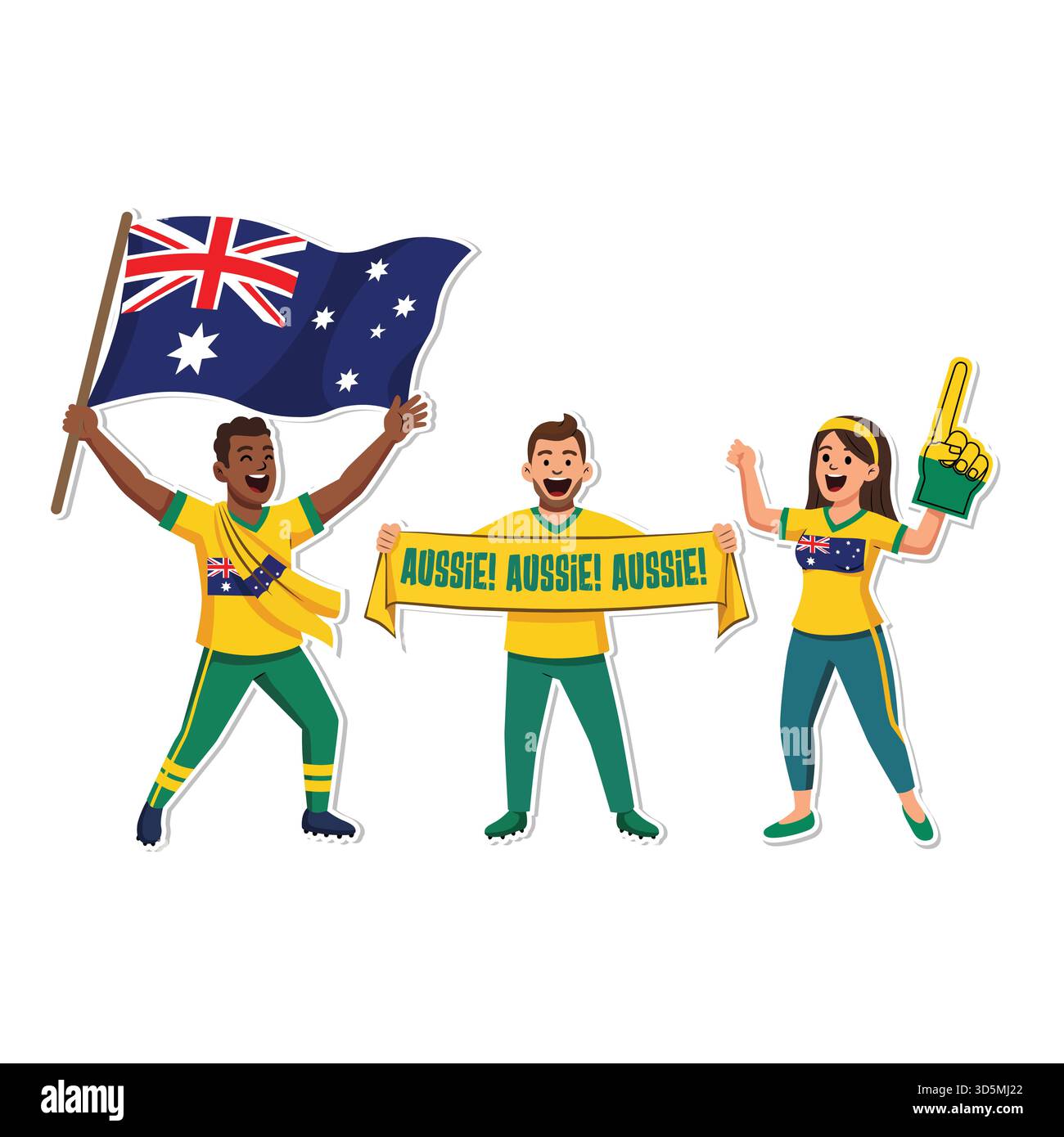 Un'illustrazione vettoriale dei tifosi dell'Australia Sport Soccer Illustrazione Vettoriale