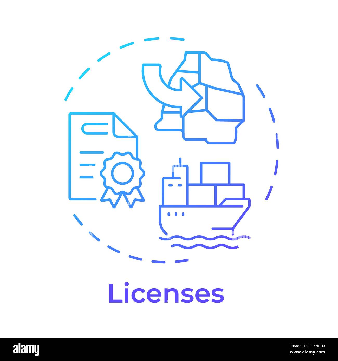 Icona Concept gradiente blu licenze Illustrazione Vettoriale