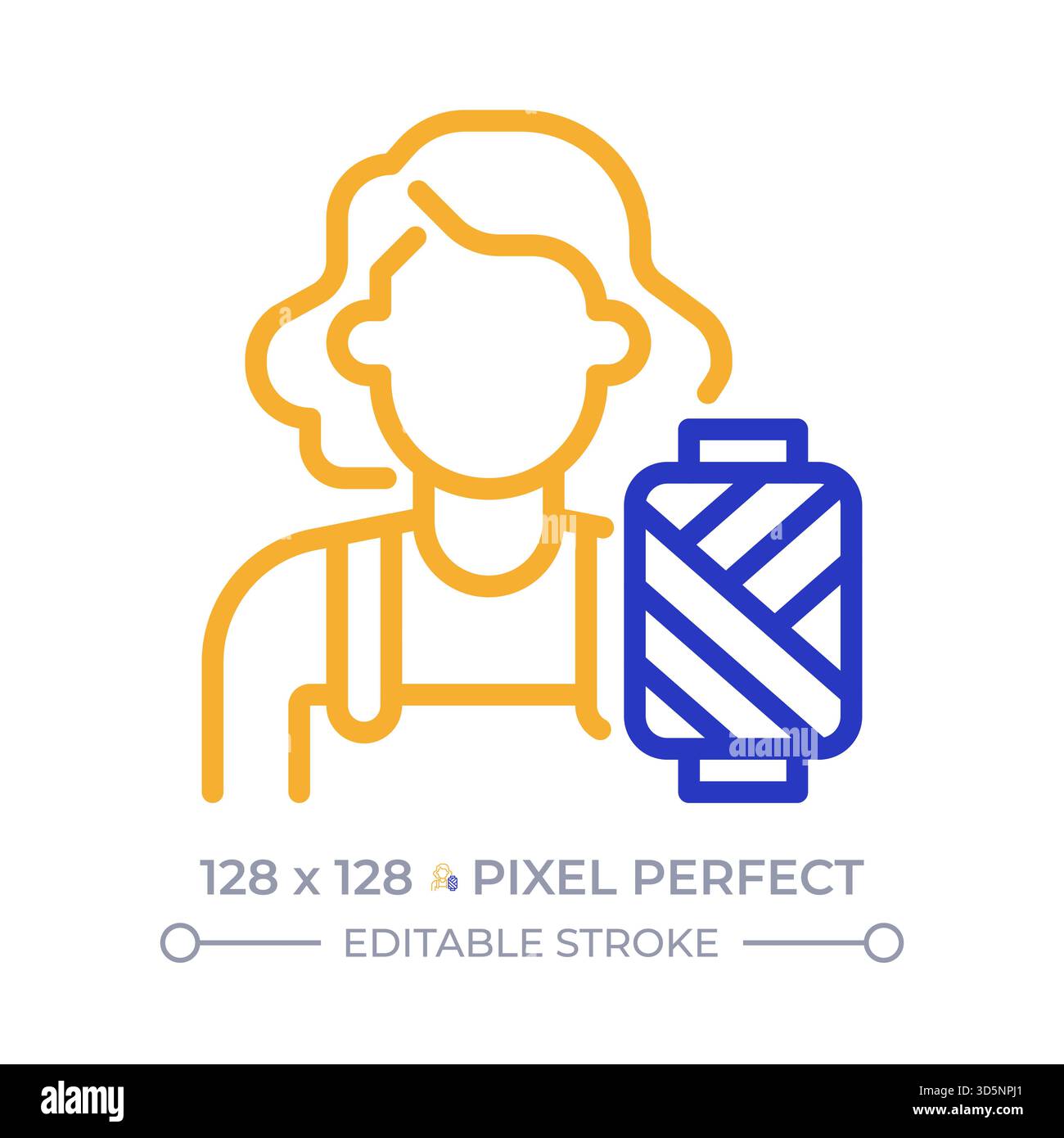 Icona femminile su due linee di colore pixel Perfect Illustrazione Vettoriale