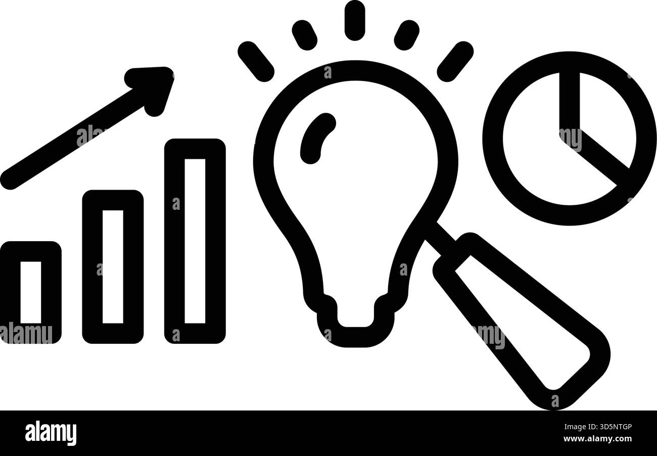 Icona per ricerche di mercato, mercato Illustrazione Vettoriale