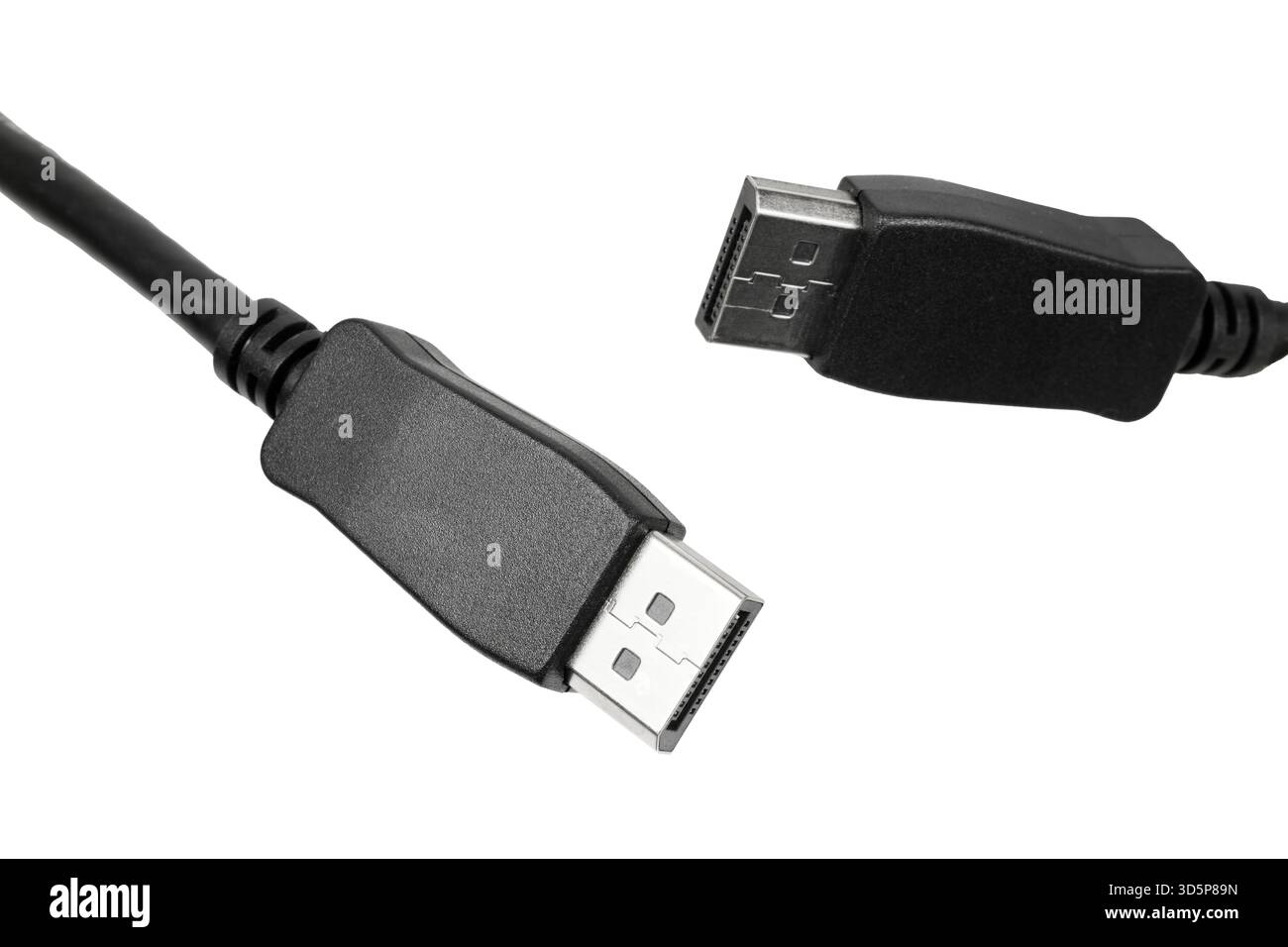 cavo di collegamento della porta display nero isolato su bianco Foto Stock