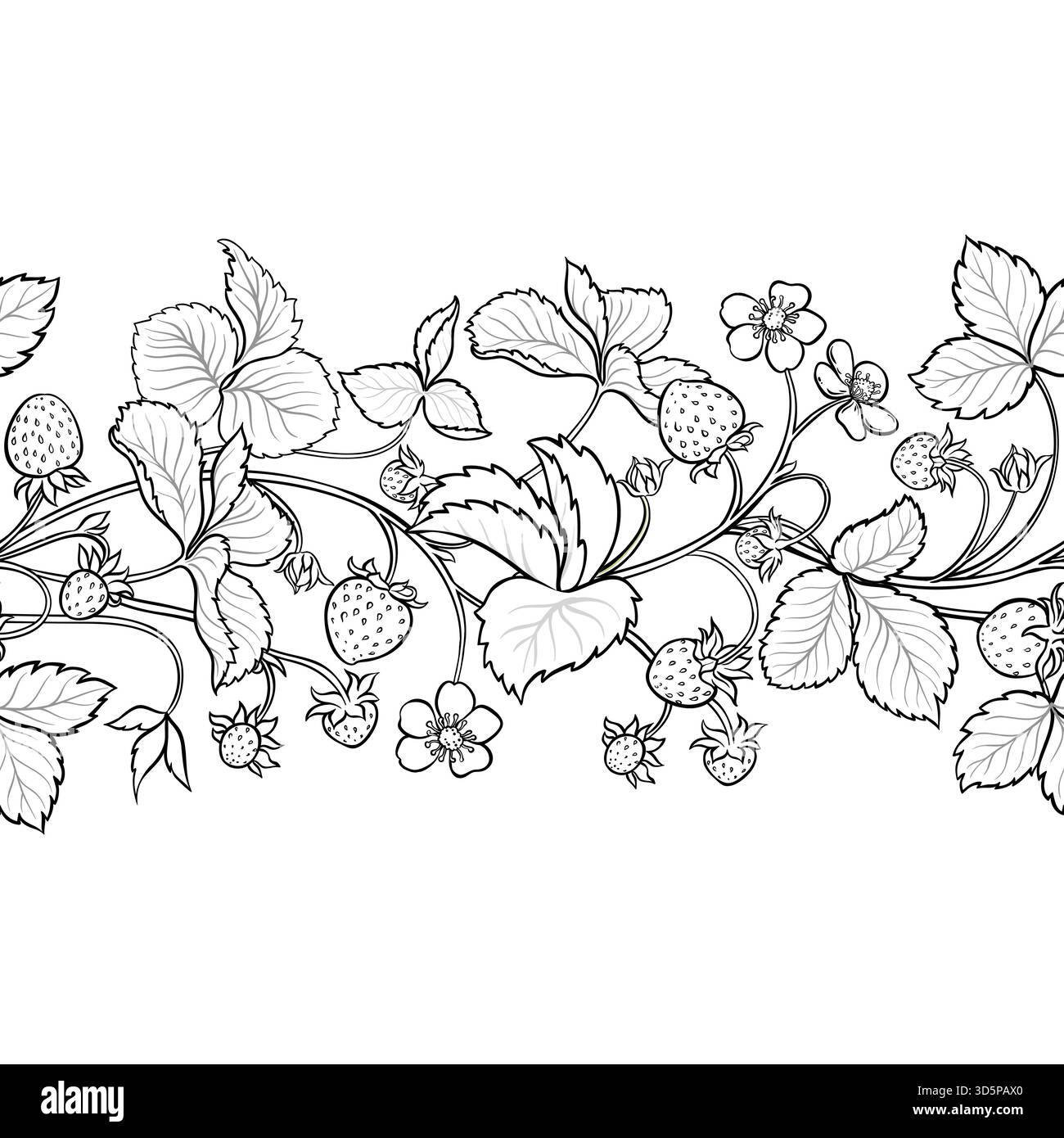 Motivo orizzontale senza cuciture con profilo a fragola. Illustrazione Vettoriale