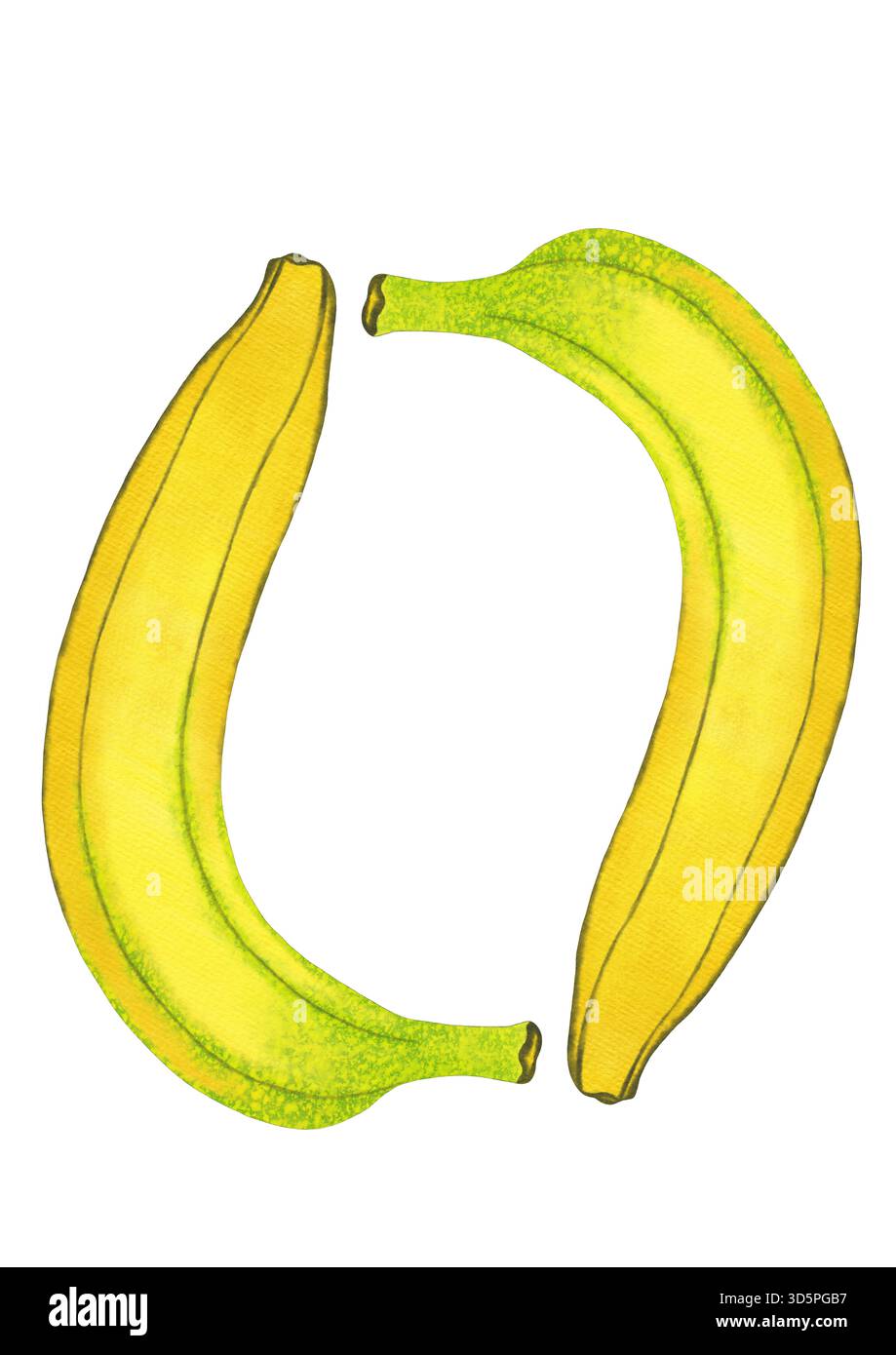 Banane dipinte a mano: Spazzola calda e morbida. Simbolo di ottimismo ed energia. Foto Stock