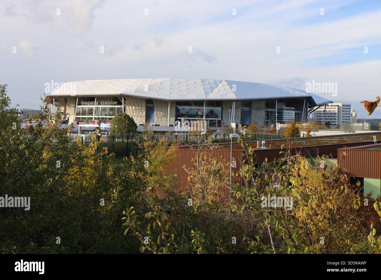Groupama Stadium, sede della squadra di calcio Olympique Lyonnais, stadio di calcio, vista esterna, Meyzieu, dipartimento di Rhône, Francia Foto Stock