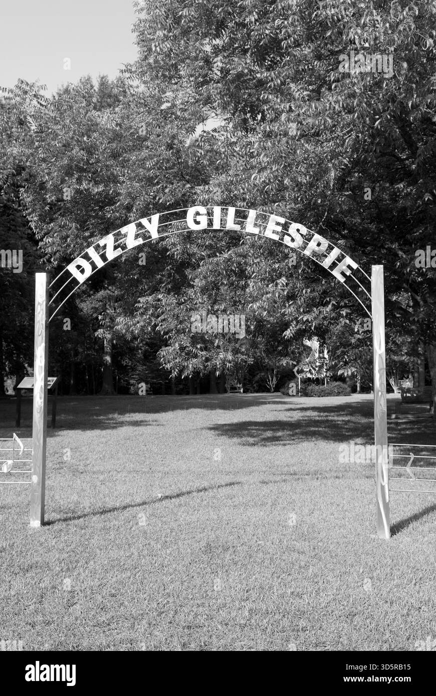 Dizzy Gillespie Park a Cheraw, South Carolina, un tributo all'influente trombettista jazz e pioniere del jazz moderno.USA Foto Stock