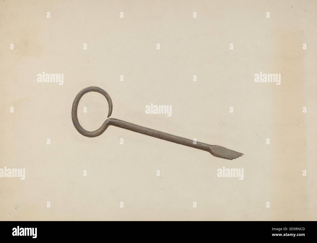 Questa rappresentazione del 1938 di George C. Brown illustra uno scalpello, che mostra lama, manico, materiale, design funzionale, e componenti in una rappresentazione realistica di uno strumento per la lavorazione del legno. Foto Stock